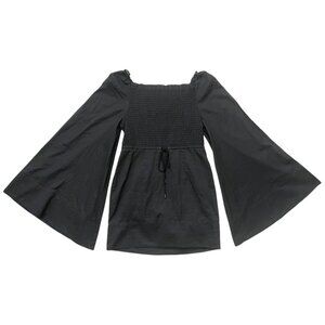 Alice‎ McCall Bell Flare Sleeve Smocked Mini Dress Black Size 4 Boho Groovy